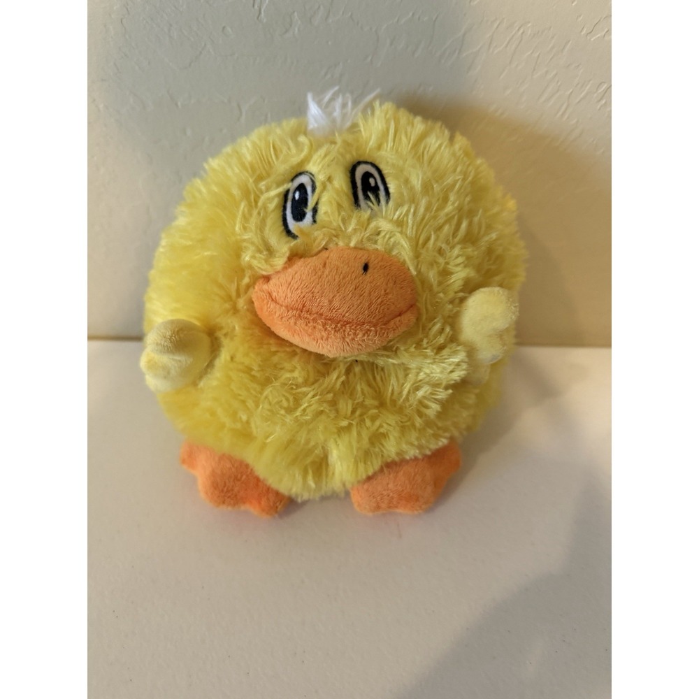 Kids of America Yellow Duck Plush Round Fluffy Stuffed Animal‎ 7" Cute Toy
